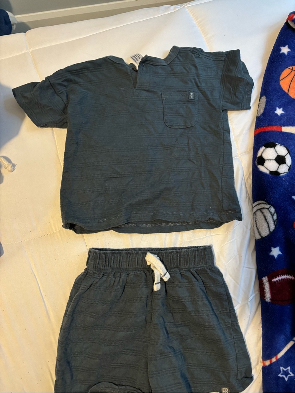 Kids Matching Set - Slate Blue Short Sleeve Top & Shorts